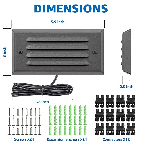5W Low Voltage Step Lights 6 Inch Outdoor Aluminum Brown (12 Count)