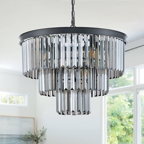 20" Smoke Gray Crystal Chandeliers