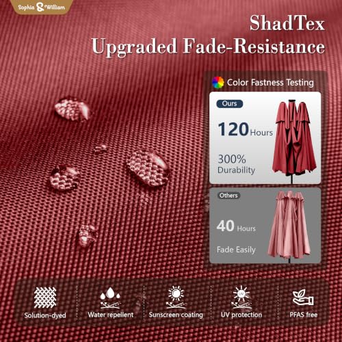 13ft 2 Tier Patio Umbrella with Solar Lights & Base