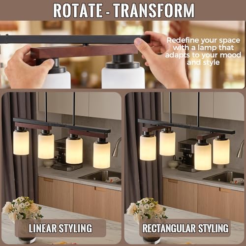 4 Light Black Linear Chandelier