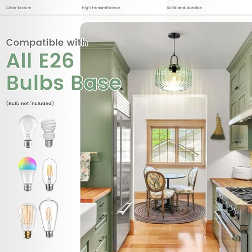 2 Lights Modern Hanging Light Green Pendant Light Fixture MidCentury
