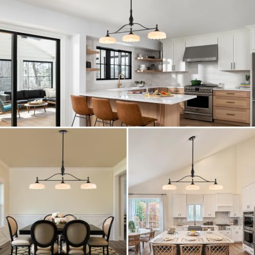 Chandeliers Black Modern Pendant Lighting Fixtures 3 Lights Chandelier White Glass Hanging Lamp for Island Dining Room Living Room