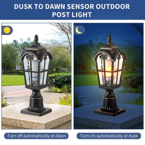 16.7" Dusk Dawn Sensor Outdoor Lamp Post Light with 3