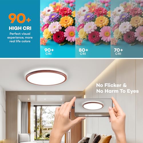 LED Flush Mount Ceiling Light Fixture with Remote Control