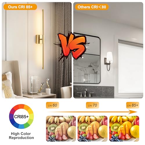 40 Inch Modern Gold Led Battery Operated Wall Sconce Set of Two with Remote (2 Count)