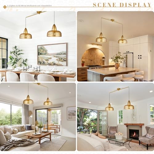 Vintage 2 Light Pendant Light Fixtures Modern Gold Hanging Lamps