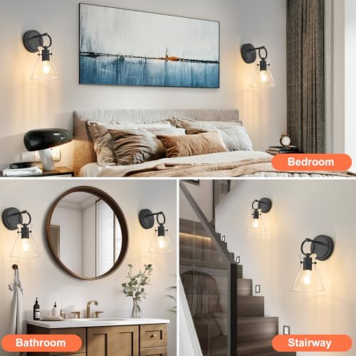 Wall Sconces 2 Pack Vanity Light Fixtures for Bathroom Black