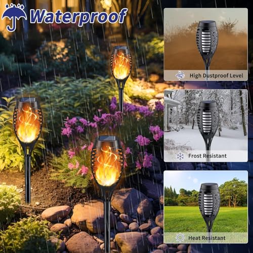 16Pack Solar Torch Light with Flickering Flame for Halloween Decor (16 Count)