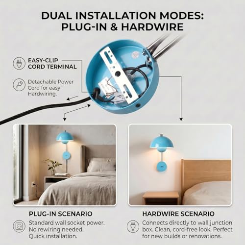 Mid Century Modern Bud Plug in Wall Sconces for Bedroom