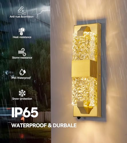 15.3" Dusk to Dawn Outdoor Wall Light 12W LED Gold 1