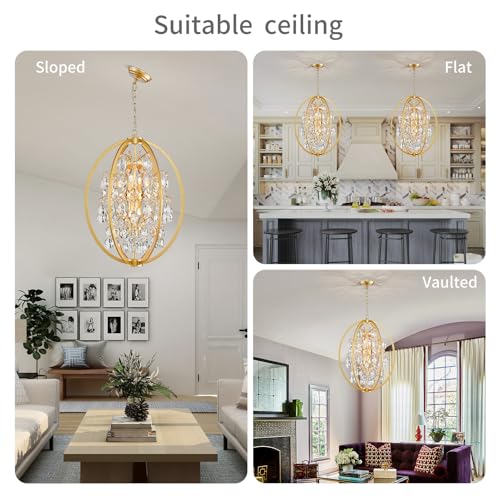 Globe Crystal Chandelier Raindrop Pendant Flushmount Ceiling Light Modern Lighting Fixture for Bedroom Hallway Bar Kitchen Bathroom