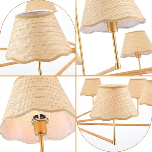 50” Large Boho Rattan Chandelier 8
