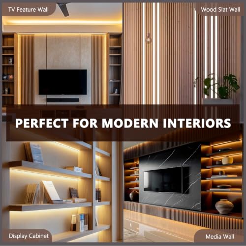 16.4ft 24V Smart Silicone LED Strip Lights Wood Slat Wall Recessed (Smart Control)