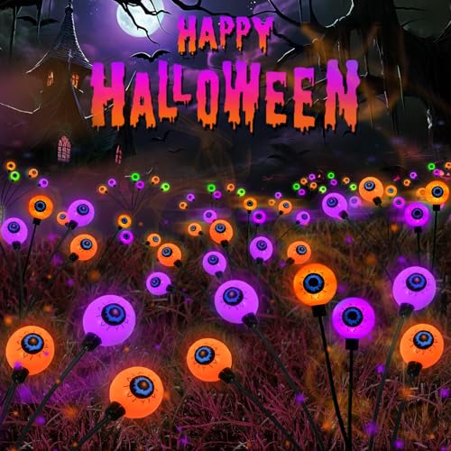 6 Pack Solar Halloween Decorations Outdoor 36 LED Solar Eyeball Lights (6 Count)