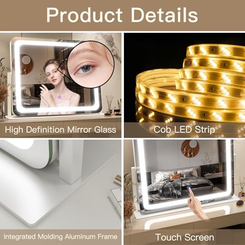 Vanity Mirror with Lights 22''x17'' Makeup Mirror with Lights