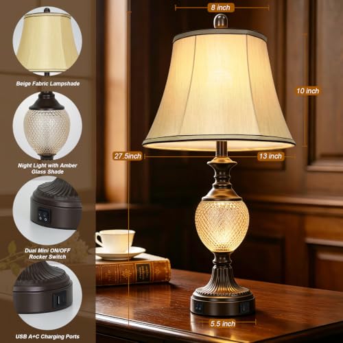 27.5'' Tall Vintage Bedside Table Lamp Single