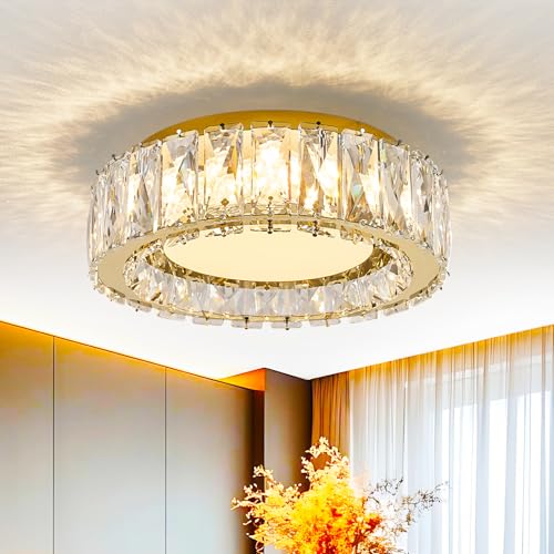 Dimmable Crystal Flush Mount Ceiling Light