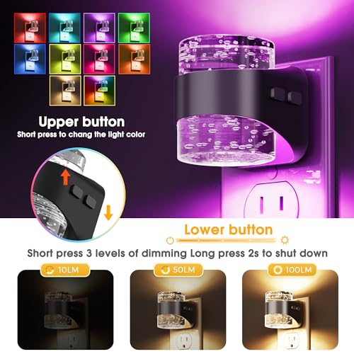 Night Light RGB Bubble Night Lights Plug into Wall (2 Count)