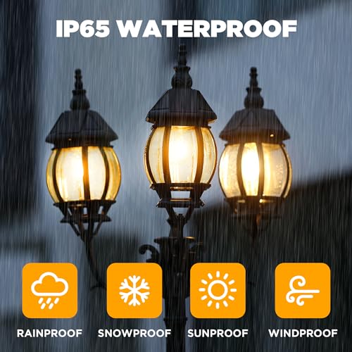 Outdoor Solar Post Light with Triple