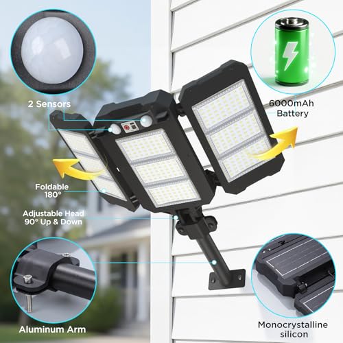 Solar Flood Lights Outdoor (2 Count)