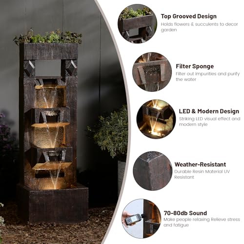 40.9 in Modern Outdoor Water Fountain