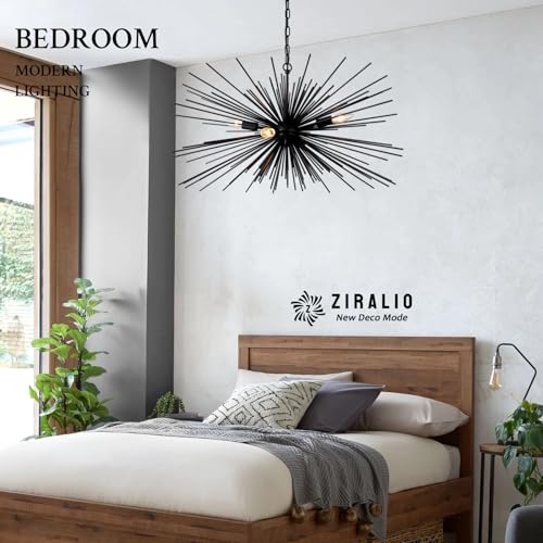 31in 4 Light Black Sputnik Chandelier Mid