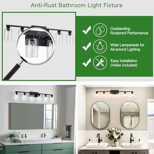 6 Light Bathroom Vanity Light Black
