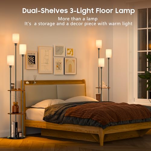 Floor Lamp with Shelves (Brown)