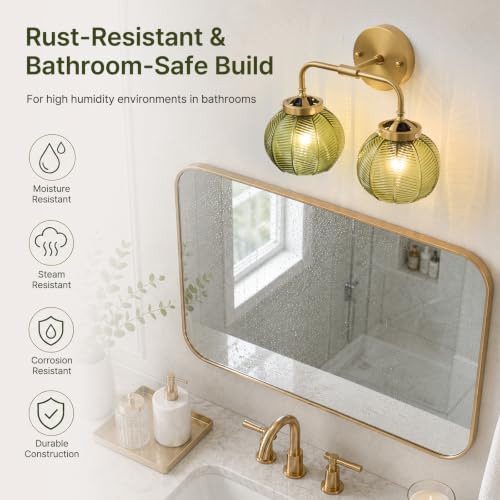 Vintage Bathroom Vanity Light Fixtures (Gold / 2-Light)