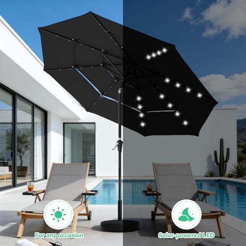 9 ft 3 Tier Outdoor LED Lighted Patio Umbrella w