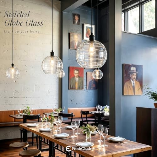 Modern Glass Pendant Light 10” Black Kitchen Island Hanging Light Fixture