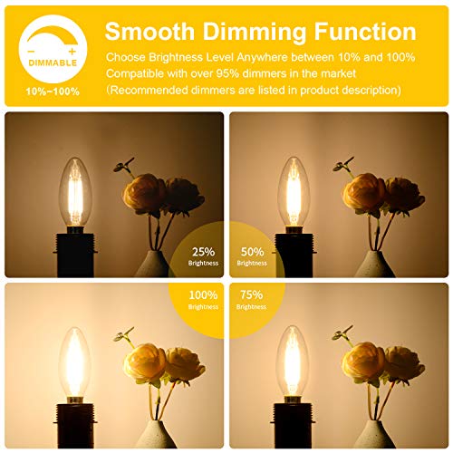 6 Pack Dimmable E12 LED Candelabra Bulbs 60W Equivalent (6 Count)