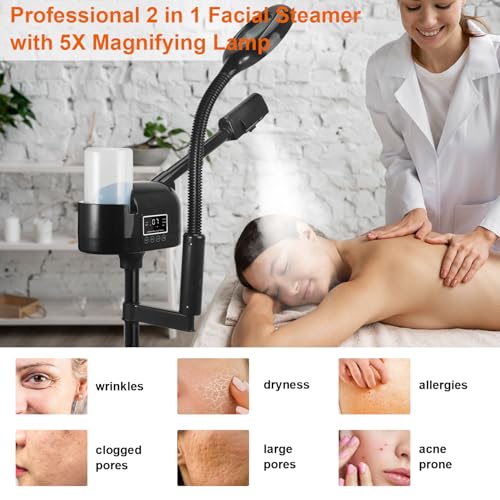 Professional Facial Steamer with 5X Magnifying Lamp