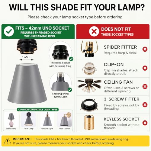 4 Pcs Gray Cone Industrial Replacement Lamp Shades (4 Count)