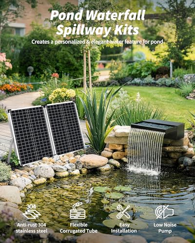 70W Solar Pond Waterfall Spillway with Pond Pump