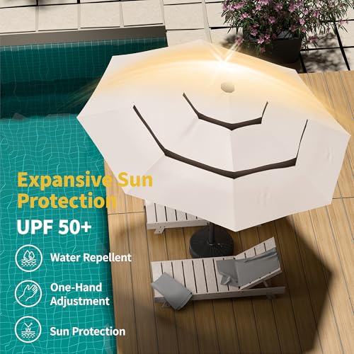 9ft 3 Tier Patio Umbrella with Solar Lights