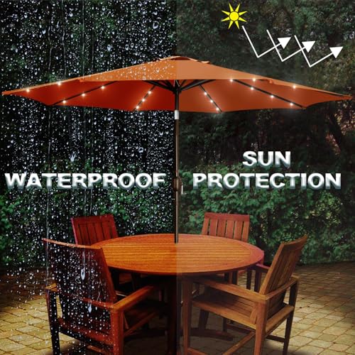9 ft Solar Umbrella with 32 LED Lights for Garden (32 Count)