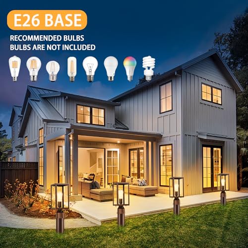 Dusk to Dawn Outdoor Post Lights with Pier Mount Base 2 (2 Count)