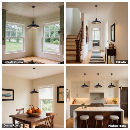 Farmhouse Pendant Light with 16 Inch Dome for Outdoor and Indoor Use