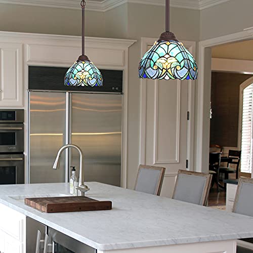 Tiffany Pendant Light fixtures Hanging Lamp Stained Glass Light Decor for Dining Living Room Kitchen Island Study Hallway