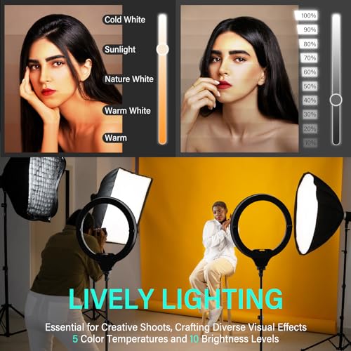 14'' LED Foldable Ring Light with 62'' Tripod Stand