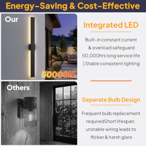 2 Pack 47.2in LED Outdoor Wall Lights (47.2in)