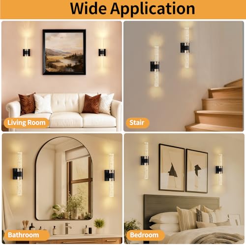 18 Inch Black Modern LED Wall Sconces Set of Two 3000K