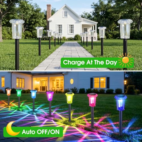 Solar Pathway Lights Outdoor Waterproof Starburst Pattern 15 Pack (15 Count)