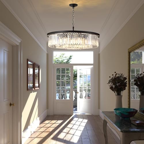 Large Crystal Chandelier Black Chandeliers Luxury Pendant Lights Fixture for Dining Living Room 12