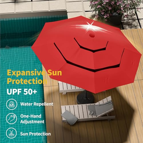 10ft 3 Tier Patio Umbrella with Solar Lights