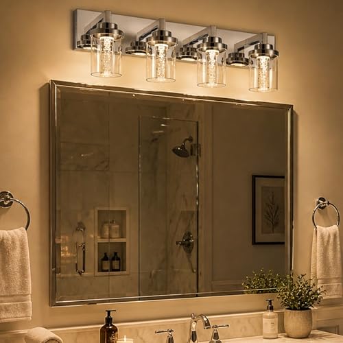4 Light LED Bathroom Lighting Fixtures Chrome