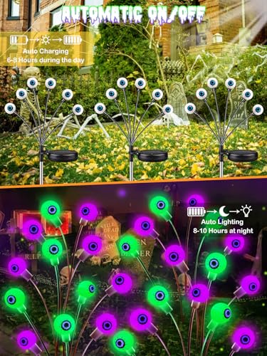 6 Pack Solar Halloween Decorations Outdoor 36 LED Solar Eyeball Lights (6 Count)