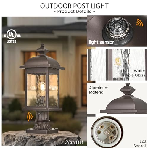 Dusk to Dawn Outdoor Post Lights Waterproof Aluminum Lamp Post Light Fixture ORB Finish Pole Lights Outdoor for Yard Patio Pathway Garden