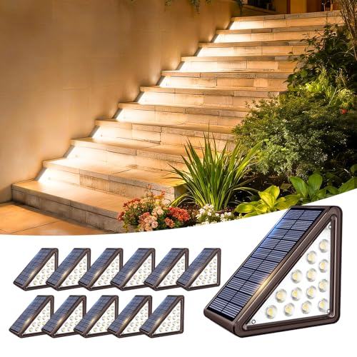 12 Pack Solar Step Lights Outdoor Waterproof